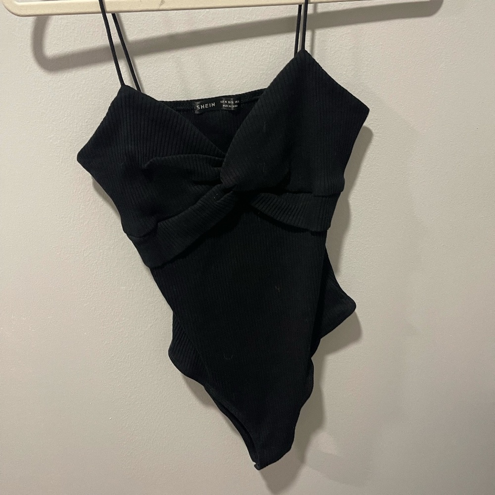 Shein black body suit. Tie in front.